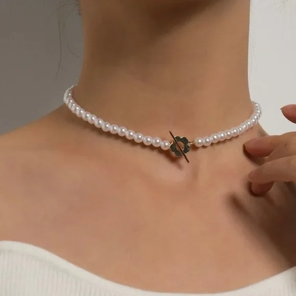 Vintage NWT Boutique Glass crystal pearl beaded & gold statement elegant choker - Picture 5 of 7